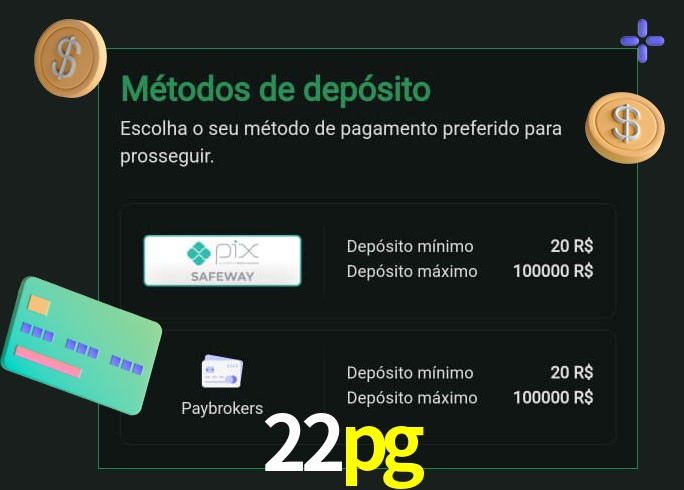 O cassino 22pg oferece uma grande variedade de métodos de pagamento